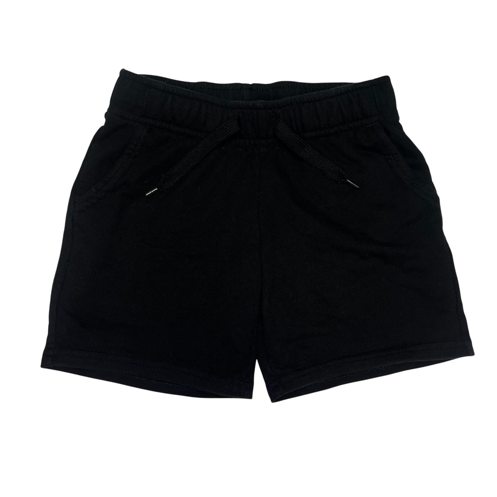 Cat & Jack Kids Black Knit Athletic Shorts XS 4/5 Drawstring Elastic Waist